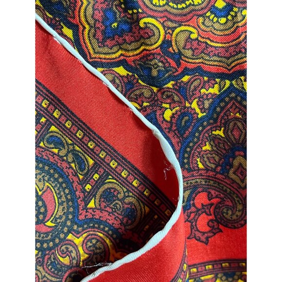 Paisley Scarf Silk Blend 18" Square Red Blue Classic Luxury Womens - Picture 3 of 5